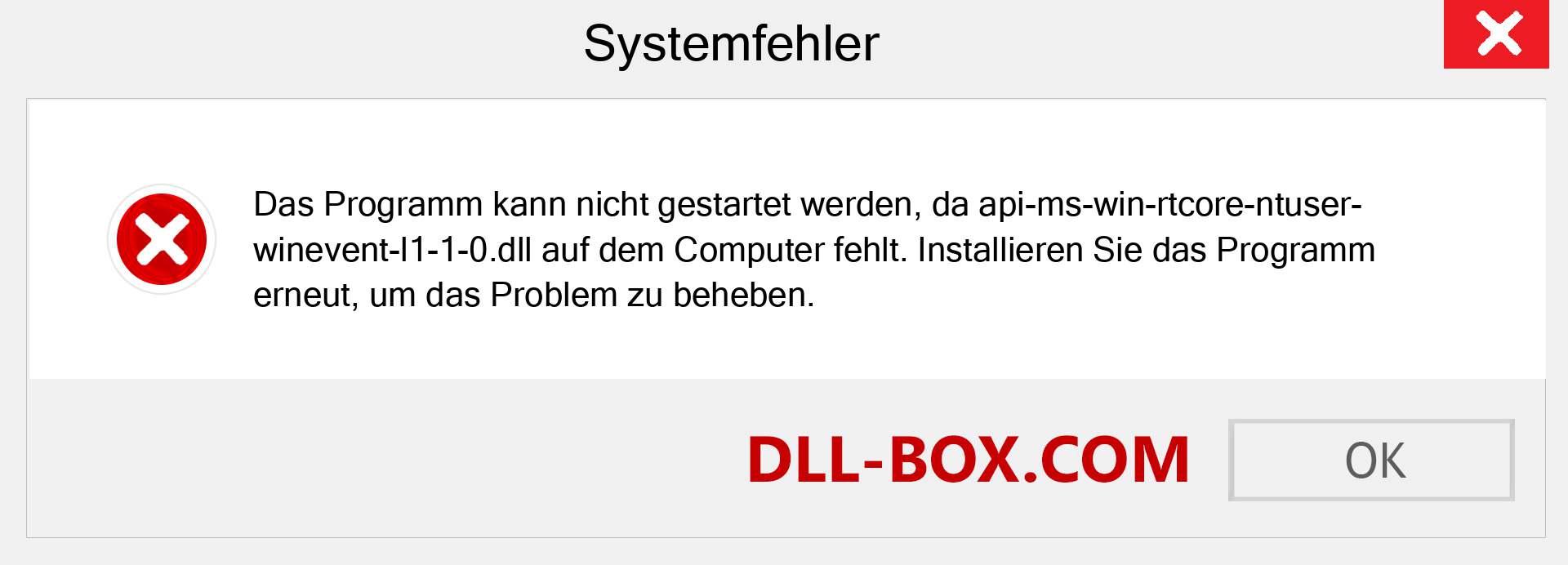 api-ms-win-rtcore-ntuser-winevent-l1-1-0.dll-Datei fehlt?. Download für Windows 7, 8, 10 - Fix api-ms-win-rtcore-ntuser-winevent-l1-1-0 dll Missing Error unter Windows, Fotos, Bildern